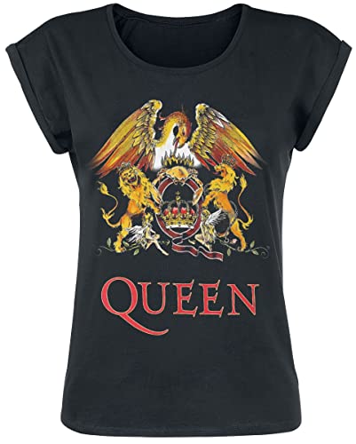 Queen Classic Crest Mujer Camiseta Negro XL 100% algodón Regular