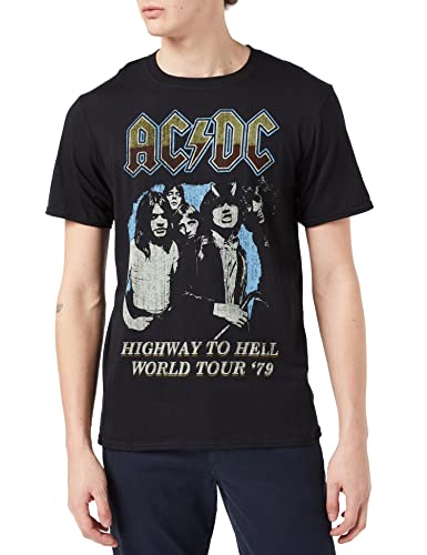 AC/DC World Tour 79 Camiseta, Negro (Black Blk), S para Hombre