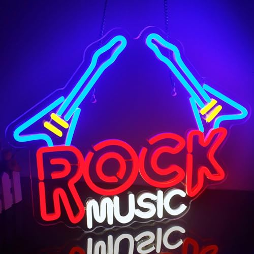 SIGNONME Rock Music Letrero Neon LED Música Luces Neon Azul Rojo Neon Pared Decor Rock Luces de Neón...
