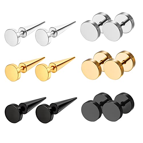 JewelryWe Pendientes Minimalistas con Pinchos, Pendientes de Acero Inoxidable con Pinchos, Pendientes Unisex...