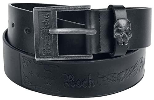Rock Rebel by EMP Unisex Cinturón negro con detalle de calavera 100 cm