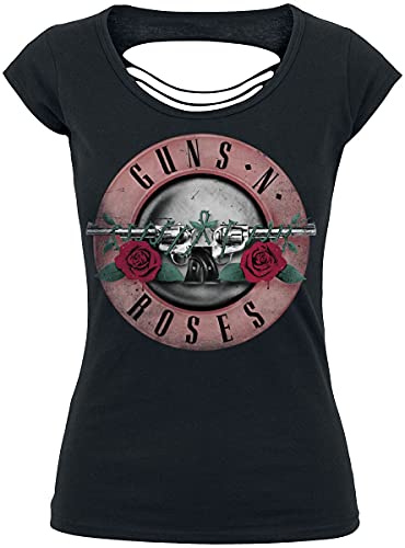 Guns N' Roses Pink Bullet Mujer Camiseta Negro 3XL 100% algodón Cut-Outs Ancho