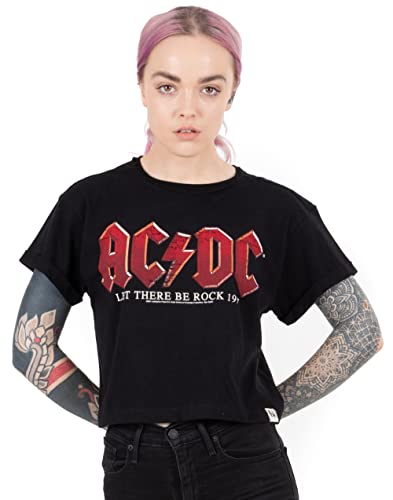 AC/DC Camiseta Recortada Mujer Deja Que Haya un álbum Rock Black Cult M