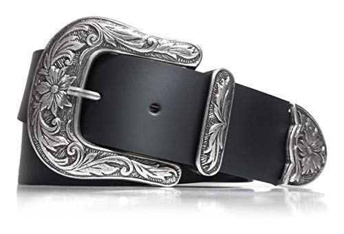 almela - Cinturón mujer Cowboy - Piel legitima - Moda Vintage - 4 cm de ancho - Country - Retro - 40mm -...
