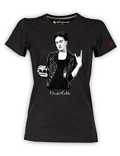 Camiseta de mujer – Frida Kahlo oficial estilo Rock Negro M