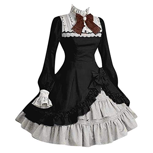 Vestido gótico para mujer, vestido de princesa Lolita, punk, vestido medieval, con volantes, estilo...