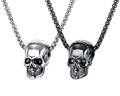 Weenkeey 2 piezas de collar de calavera gótico punk rock hip hop collar colgante amuleto collar para hombres...