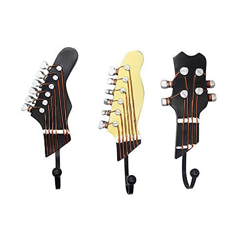 KUNGYO Juego de 3 Ganchos Decorativos Guitarra Forma Vintage Perchero de Pared para Colgar...