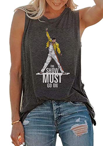 Camiseta de manga corta para mujer, diseño de Freddie Mercury - gris - Small