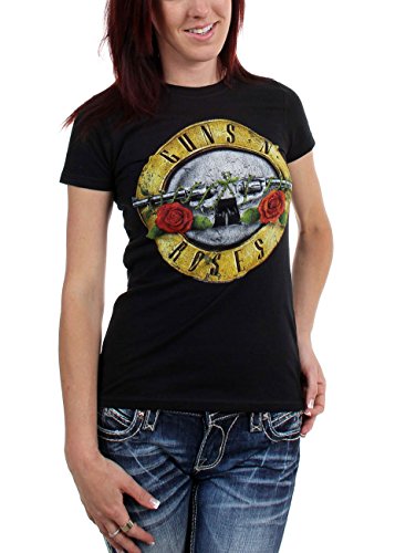 Guns N Roses – Camiseta para mujer con diseño bala envejecida negro negro Large