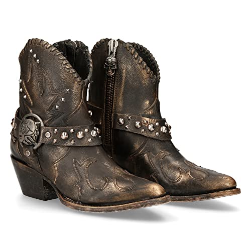 Botas vaqueras de mujer Western Cowboy Skull Vintage Marrón Cobre NEW ROCK Brown Woman Boots Texas...