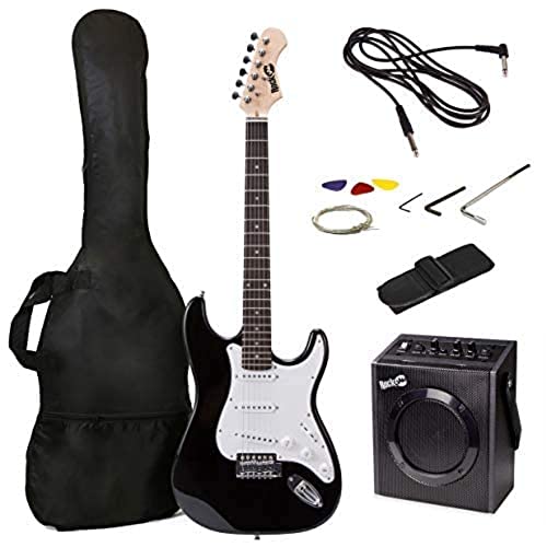 RockJam Superkit Guitarra eléctrica de tamaño completo con amplificador de guitarra, Cuerdas de guitarra,...