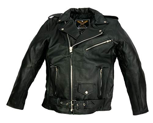 IGUANA CUSTOM CLOTHES Chaqueta Cruzada para Hombre de autentico Cuero de Vaca de Estilo rockero, Punk o Motero...
