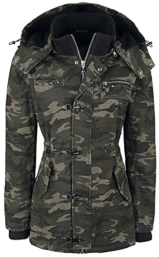 Rock Rebel by EMP Mujer Chaqueta de invierno de camuflaje con remaches S