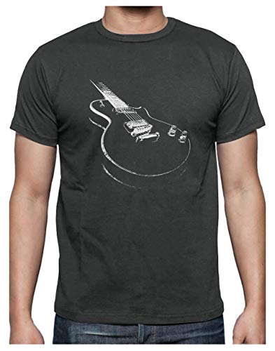 Camiseta para Hombre - Camisetas Guitarra Electrica Camisetas Hombre Rock - Large Gris Antracita