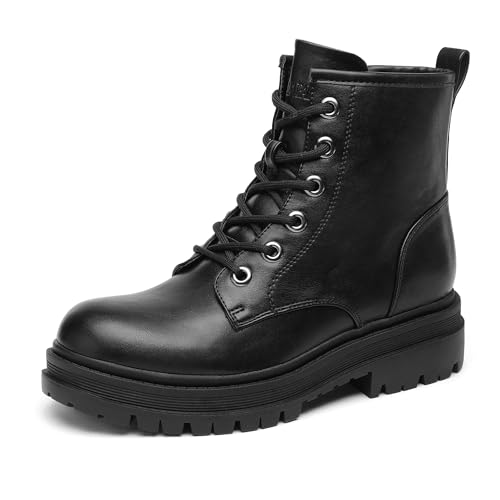 DREAM PAIRS Botas Militars Mujer Invierno con Cremallera Botas de Cordones con Suela Antideslizante,Size...