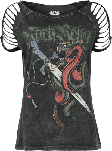 Rock Rebel by EMP Mujer Camiseta Gris con Recortes M