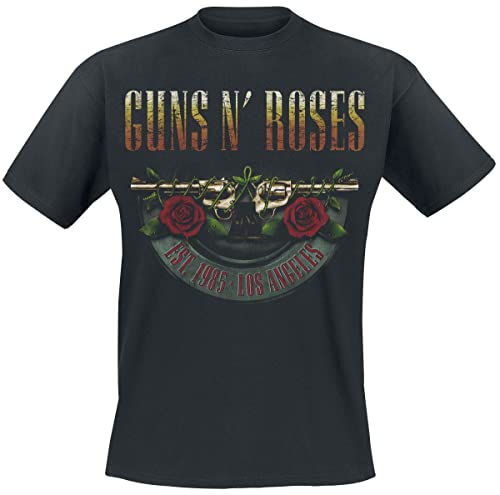 Guns N' Roses Logo and Bullet Europe Tour 2017 Hombre Camiseta Negro XL 100% algodón Regular