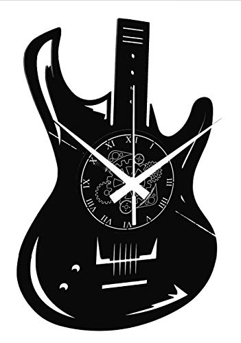 Reloj de pared de vinilo Vintage Handmade Amueblar Hogar Oficina Guitarra Bajo Rock Metal Punk Música
