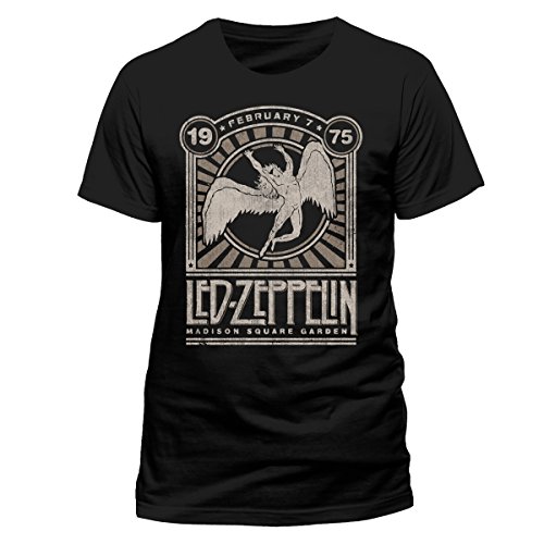 Led Zeppelin Madison Square Garden 1975 Hombre Camiseta Negro L