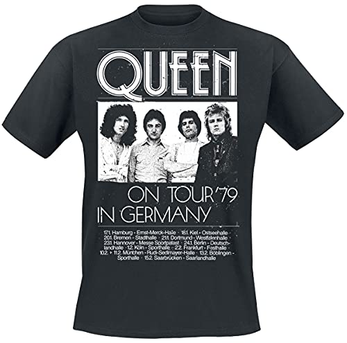 Queen Germany Tour 79 Hombre Camiseta Negro L 100% algodón Regular