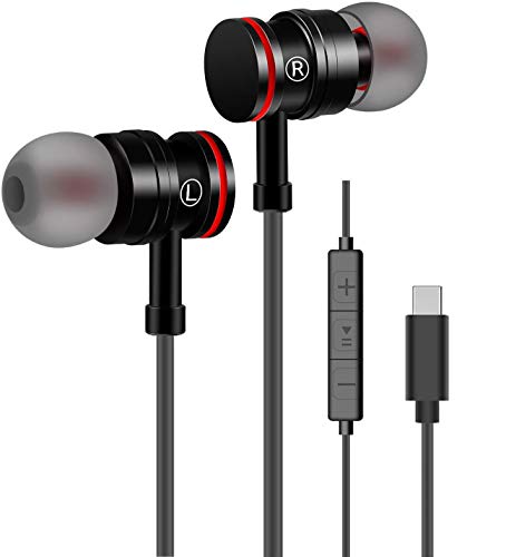 Auriculares USB Tipo C In-Ear con micrófono Control Remoto de Volumen de Auriculares con Cable Compatible con...