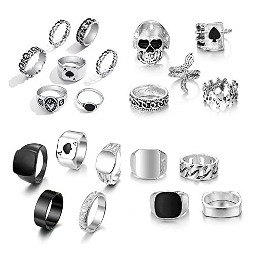 TOFBS Anillos Vintage Punk para Hombre Mujer Gótico Apilables Anillos Knuckle Finger Rings Anillo Grueso...