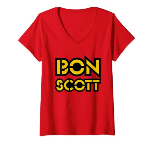 Mujer Bon Scott Bold Logo Camiseta Cuello V