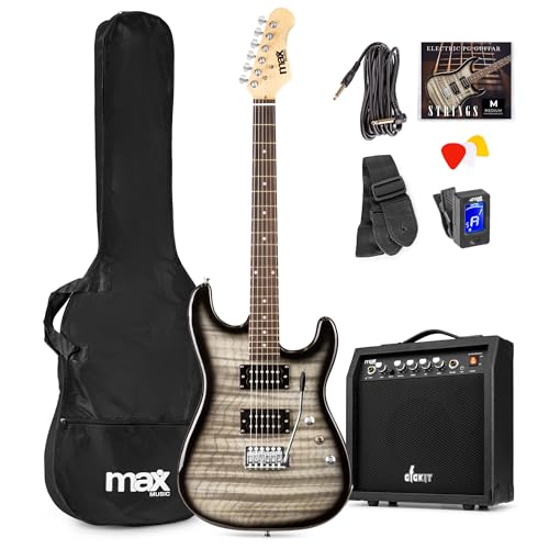 Max GigKit kit guitarra electrica Quilted para principiantes con amplificador de 40W, afinador digital,...