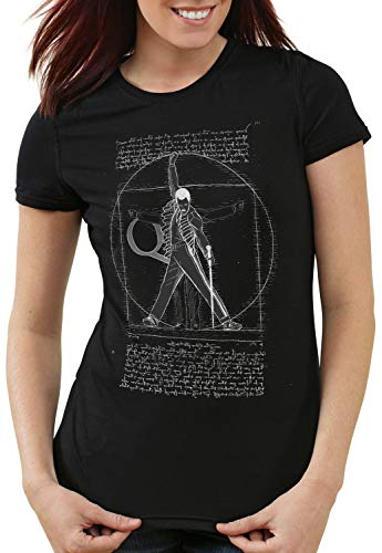 style3 Freddie de Vitruvio Camiseta para Mujer T-Shirt da Vinci Live Rock You Festival, Color:Negro, Talla:M