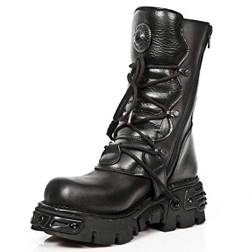 New Rock Metallic Negro Cuero Botas M.391-S18