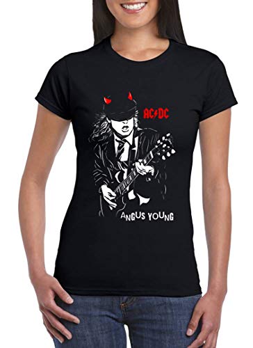 UZ Design Camiseta Angus Youn Mujer Chica Niña Highway to Hell Grupos de Rock, Niño 9-11 Años