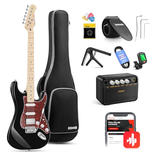 Donner Guitarra Electrica, Pack Guitarra Electrica de Tamaño Completo HSS Pickup Coil Split, Kit Guitarras...