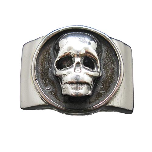 Anillo de plata esterlina para hombre con calavera maciza con sello de plata 925 R002019