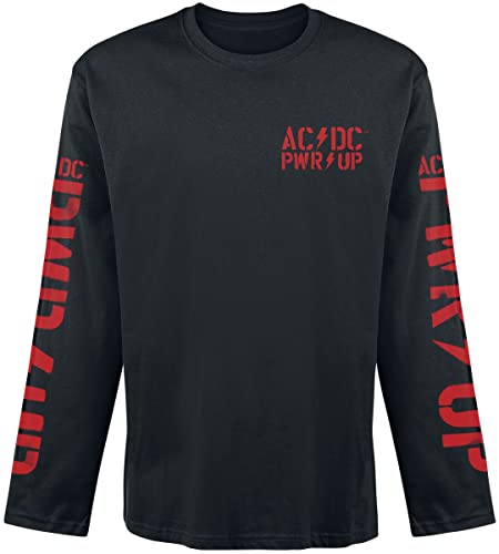 AC/DC PWR Up Hombre Camiseta Manga Larga Negro M 100% algodón Regular