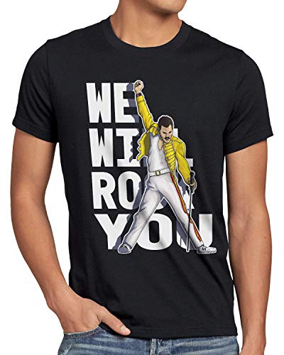 style3 Rock You Camiseta para Hombre T-Shirt Freddie Live Festival You, Talla:XXL, Color:Negro