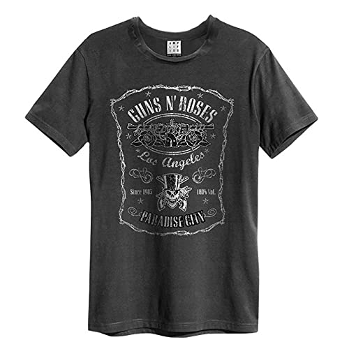 Amplified Guns N Roses-Paradise City Camiseta-Camisa, Gris (Charcoal CC), L para Hombre