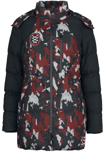 Rock Rebel by EMP Mujer chaqueta de invierno de camuflaje en rojo y negro con parches XL
