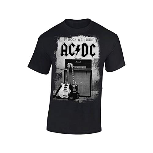 AC/DC Angus Young Marshall Gibson Brian Johnson Oficial Camiseta para Hombre (Large)