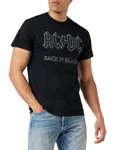 AC/DC - Camiseta con estampado con estampado con cuello redondo de manga corta para hombre, Negro (Black),...