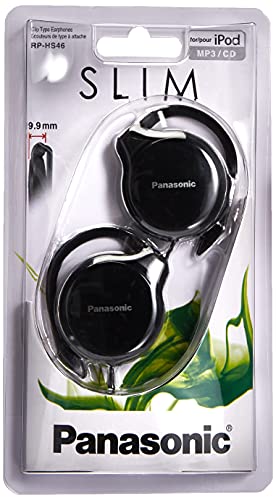 Panasonic RP-HS46E-K Slim Auriculares Tipo Clip con Cable, Compactos Plegables, Diseño Ultradelgado, Clavija...