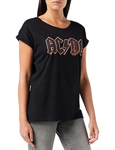 MERCHCODE Ladies AC/DC Voltage tee Camiseta, Black, S para Mujer