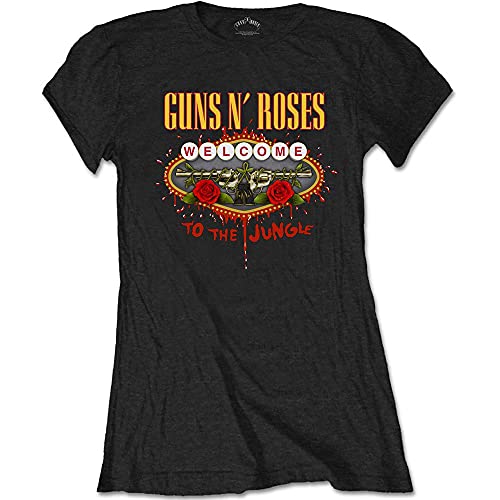Guns & Roses Guns N' Roses-Camiseta para Mujer, Negro, 42