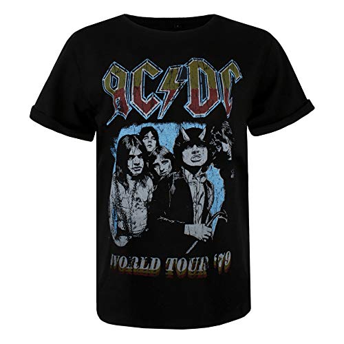 AC/DC World Tour 79 Camiseta, Negro (Black Blk), 38 (Talla del Fabricante: Small) para Mujer