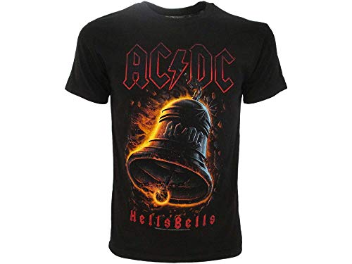 Camiseta ACDC para hombre AC/DC AC DC Original Hells Bells Oficial Negra Camiseta Campane Hard Rock, Negro , L