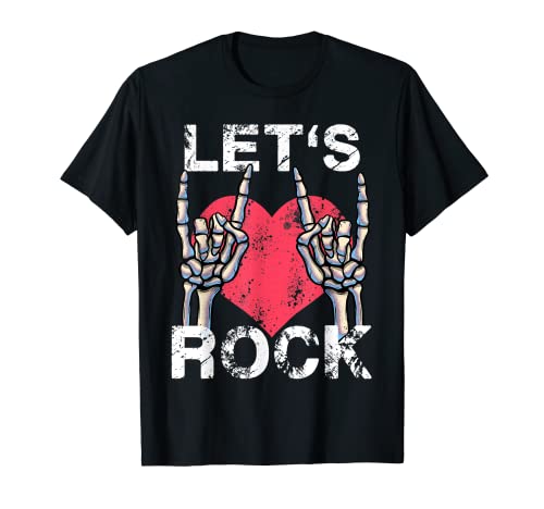 Let's Rock and Roll Music Vintage Corazón envejecido Camiseta