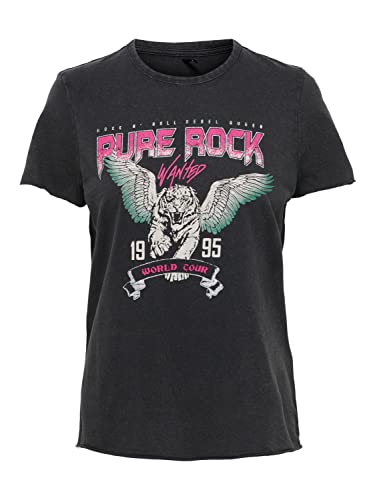 Only Onllucy Reg S/S Top Jrs Noos Camiseta, Black/Pure Rock, L para Mujer
