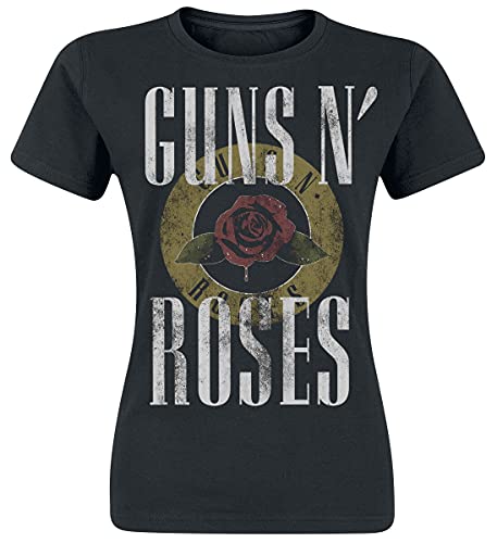 Guns N' Roses Rose Logo Mujer Camiseta Negro S 100% algodón Estrechos