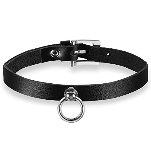 OIDEA Choker Gargantilla Mujer Cuero Punk Rock Collar de Piel Collar con Círculo Colgante Ajustable Buen...