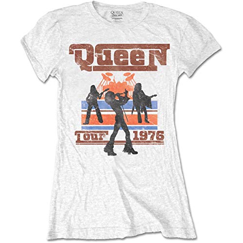 Rock Off Ladies Queen Freddie Mercury Tour 1976 Oficial Camiseta Mujeres señoras (XX-Large)